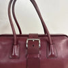 Authentic Prada Maroon Smooth Leather Buckle Handbag