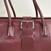Authentic Prada Maroon Smooth Leather Buckle Handbag