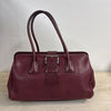 Authentic Prada Maroon Smooth Leather Buckle Handbag
