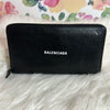 Balenciaga Black Leather Long Zip-Around Wallet