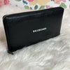 Balenciaga Black Leather Long Zip-Around Wallet