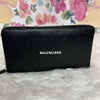 Balenciaga Black Leather Long Zip-Around Wallet