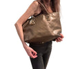 Gucci Brown Leather GG Monogram Tote Bag