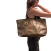 Gucci Brown Leather GG Monogram Tote Bag