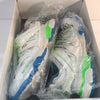 Balenciaga Track Sneakers in White, Blue & Neon Green