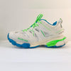 Balenciaga Track Sneakers in White, Blue & Neon Green