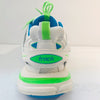 Balenciaga Track Sneakers in White, Blue & Neon Green