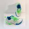 Balenciaga Track Sneakers in White, Blue & Neon Green